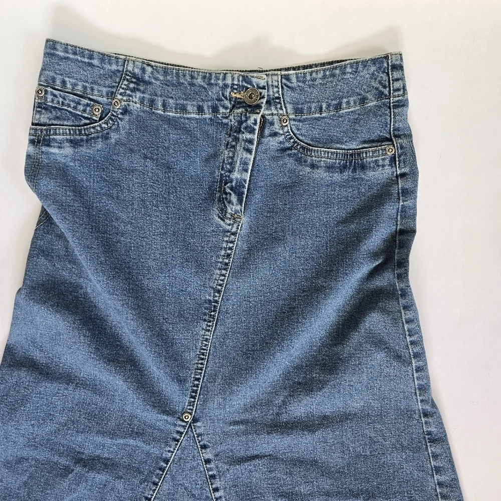 Jeanswest 90s y2k stretch denim midi skirt vintage asymetric sz 30US or 10Aus - Picture 2 of 11